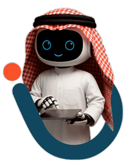 Mazaya robot in traditional attire using a tablet to represent innovative technical solutions provided by mazaya integrated school management system in australia